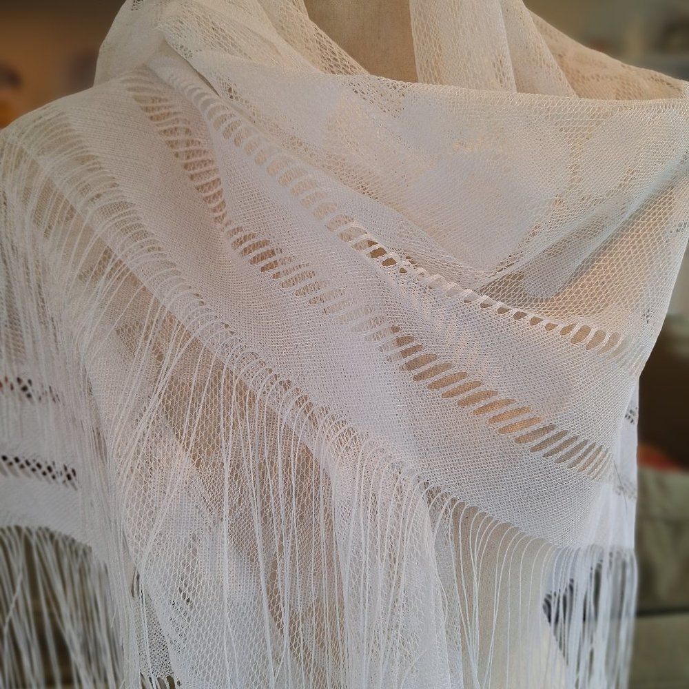Pure White Lacey Japanese Shawl